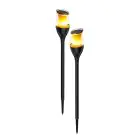 Doppelpack 2x Interlight Erdspießleuchte Solar Garden Torch Schwarz 1W 40lm - 816 Extra Warmweiß | incl. Akku