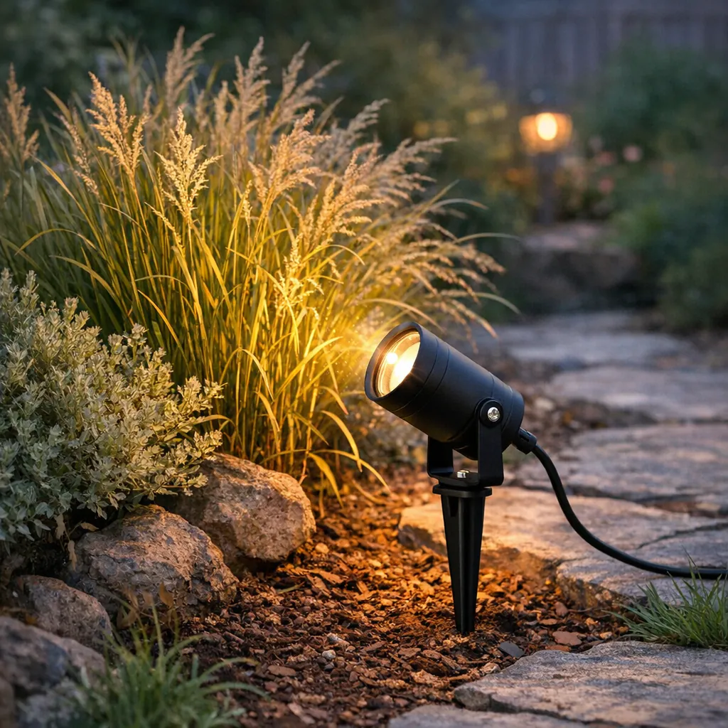Erdspiessstrahler im Garten